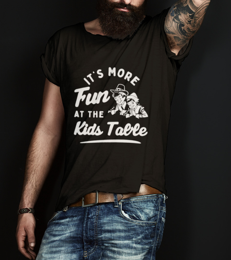 It's More Fun At The Kids Table Little Pilgrim Children Thanksgiving T-Shirt