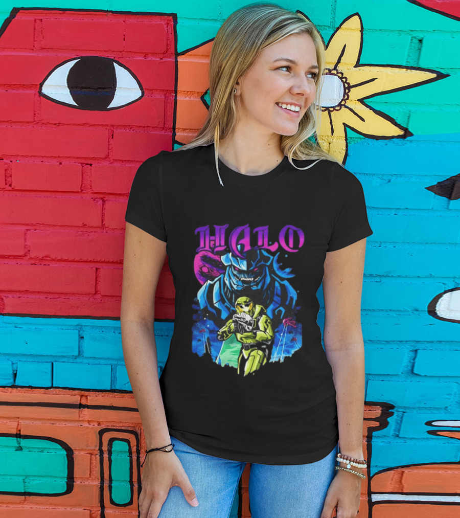 Halo Master Chief Arbiter Video Game Battle Scene T-Shirt