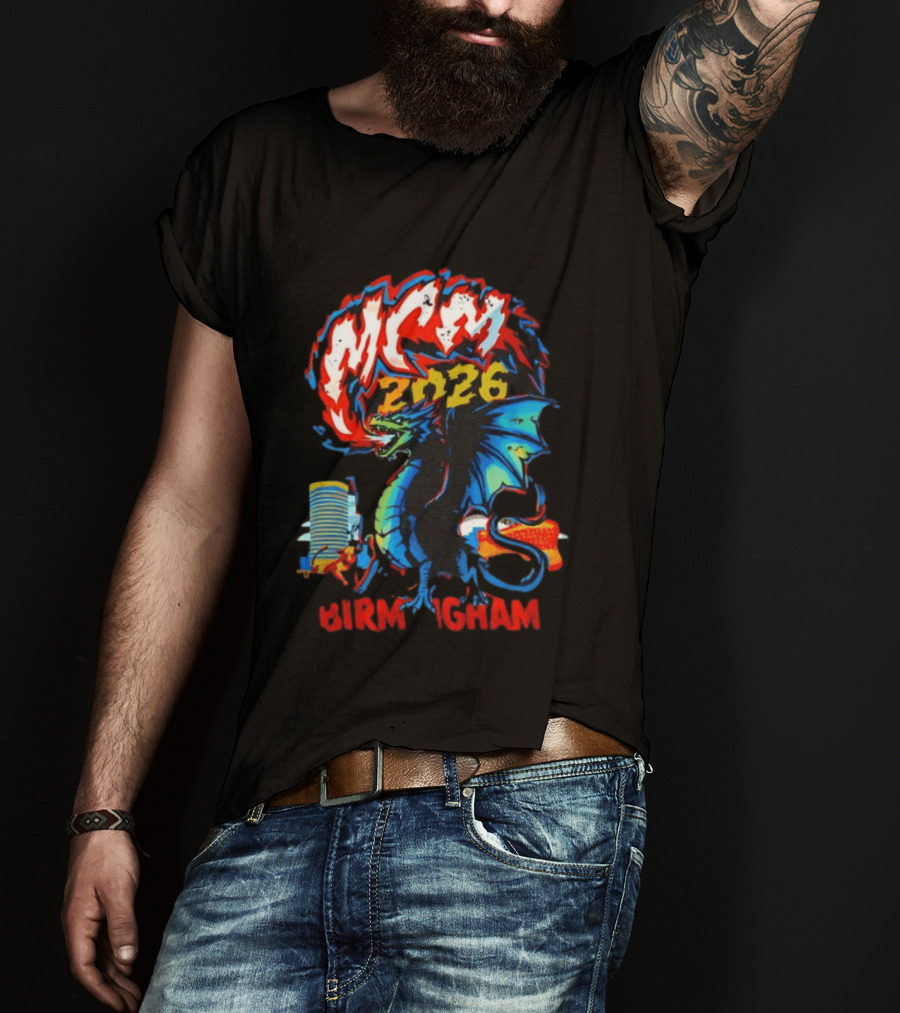 MCM 2026 Birmingham Dragon Fire Skyline Bull Event Souvenir T-Shirt