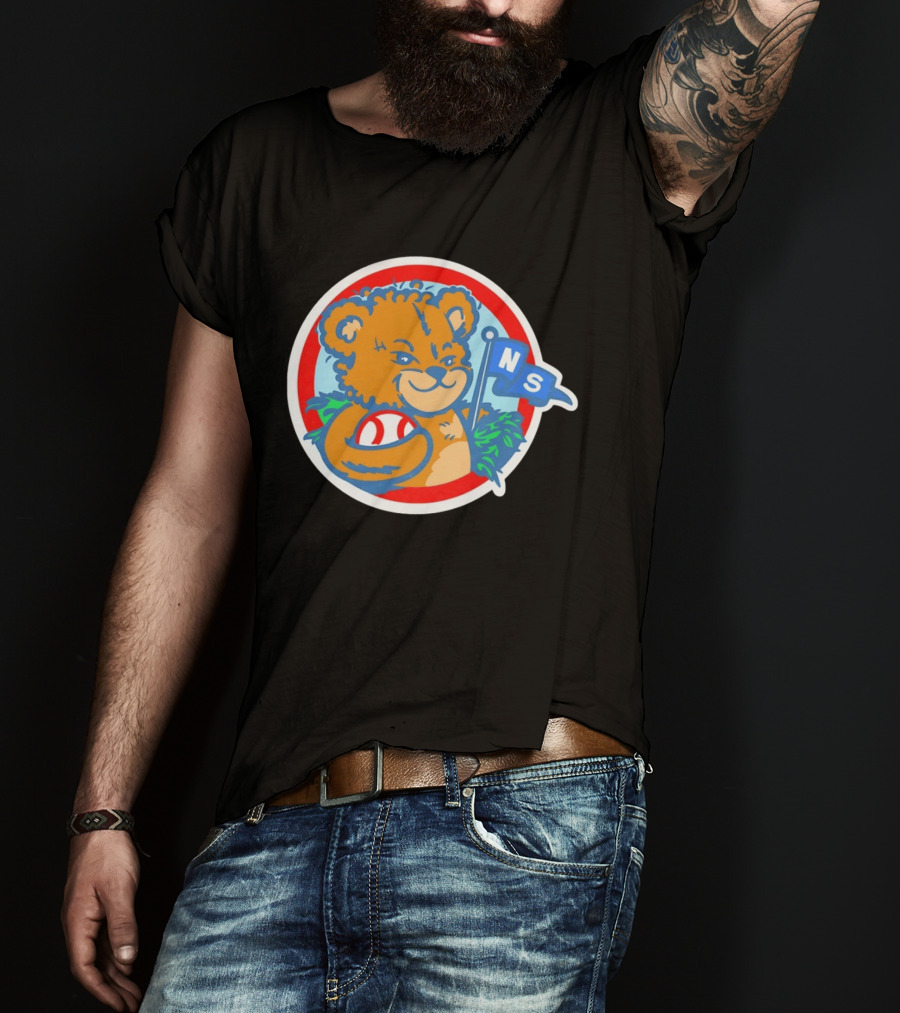 Teddy Bear Holding Baseball NS Pennant Circle T-Shirt