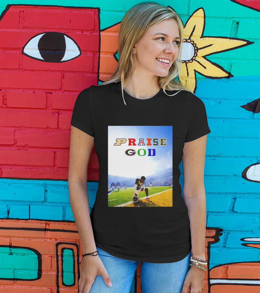 Texas AM Football Player No 7 Praise God Stadium Scene T-Shirt