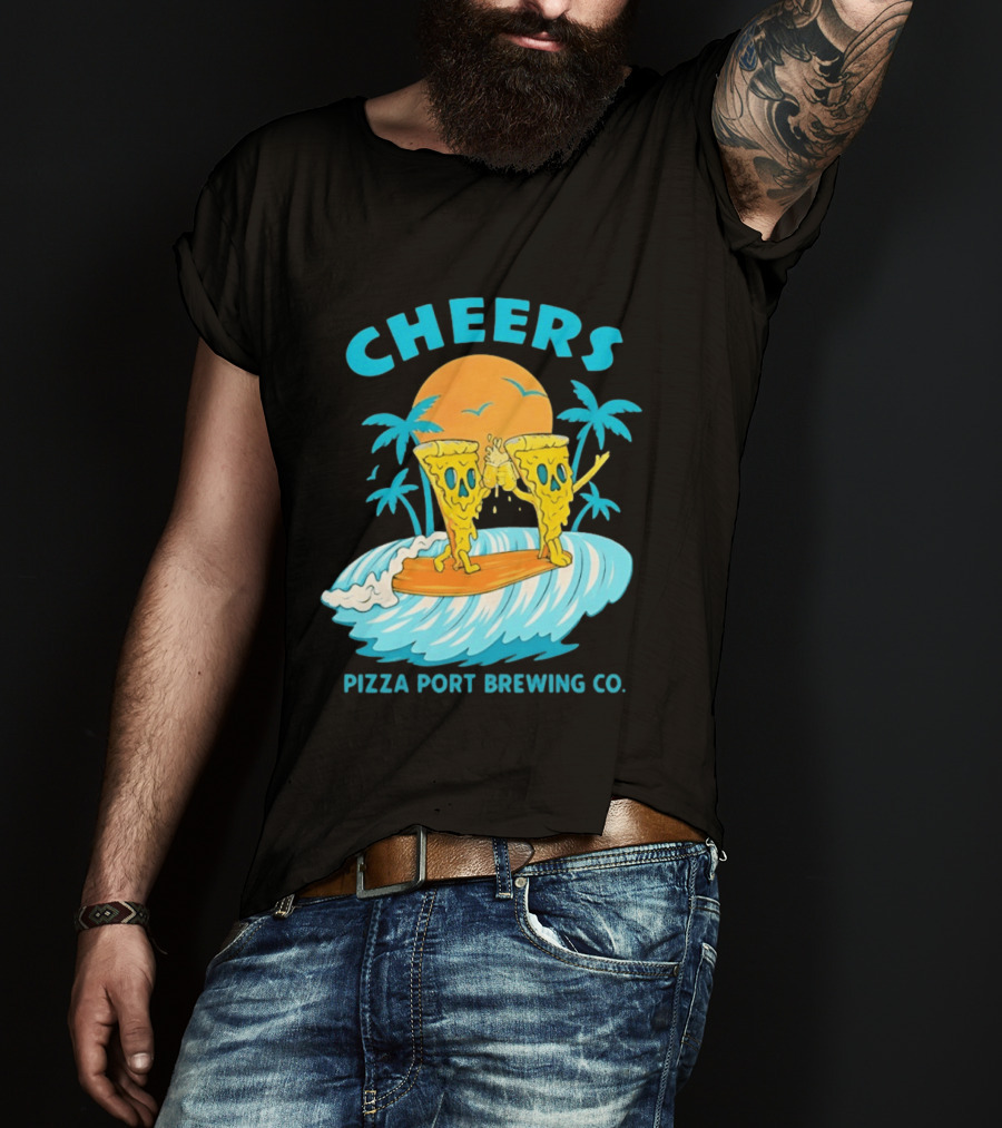 Pizza Port Brewing Co Cheers Surfing Pizza Wave T-Shirt