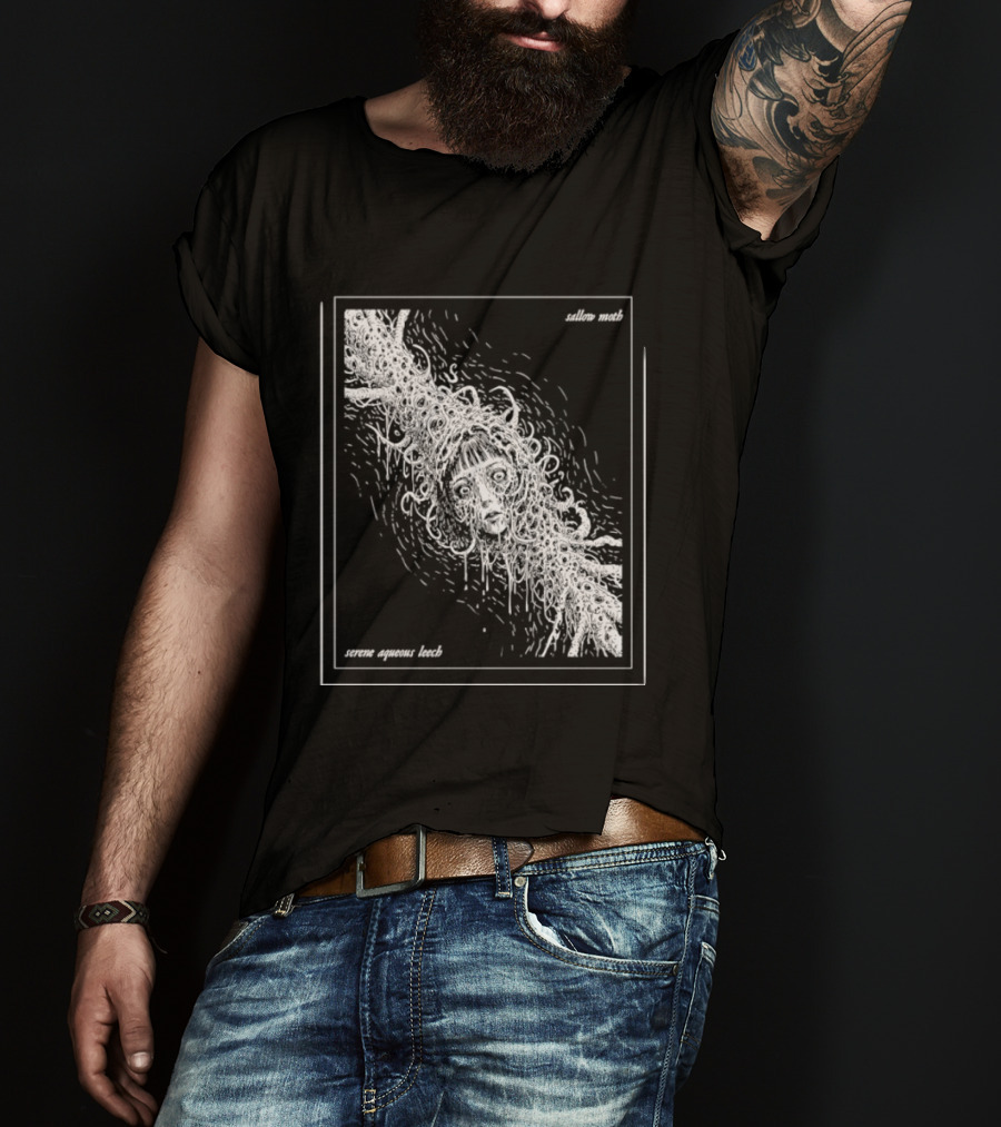 Sallow Moth Serene Aqueous Leech Surreal Horror Waveform T-Shirt