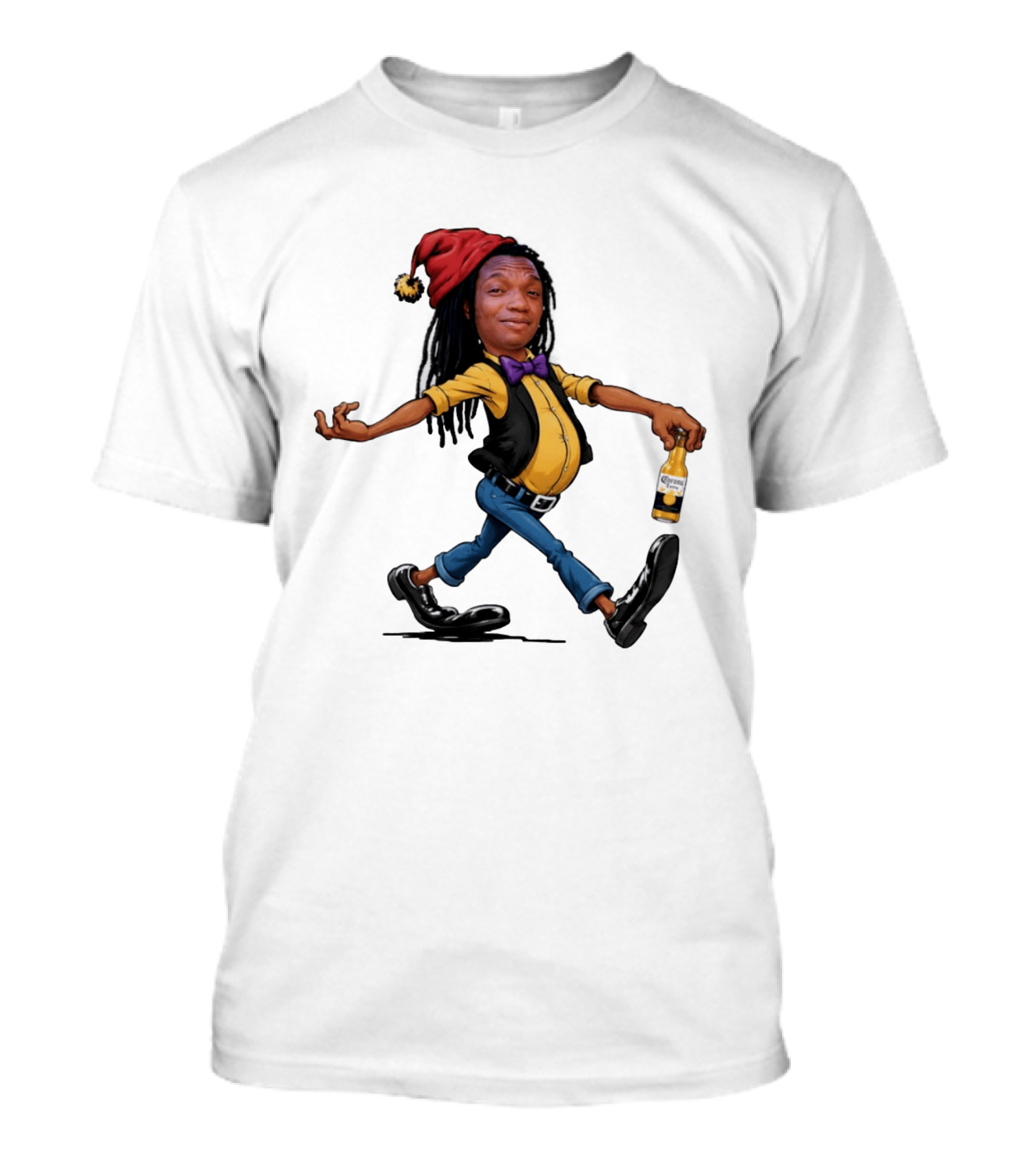 Caricature Man With Dreadlocks Holding Corona Extra Beer T-Shirt