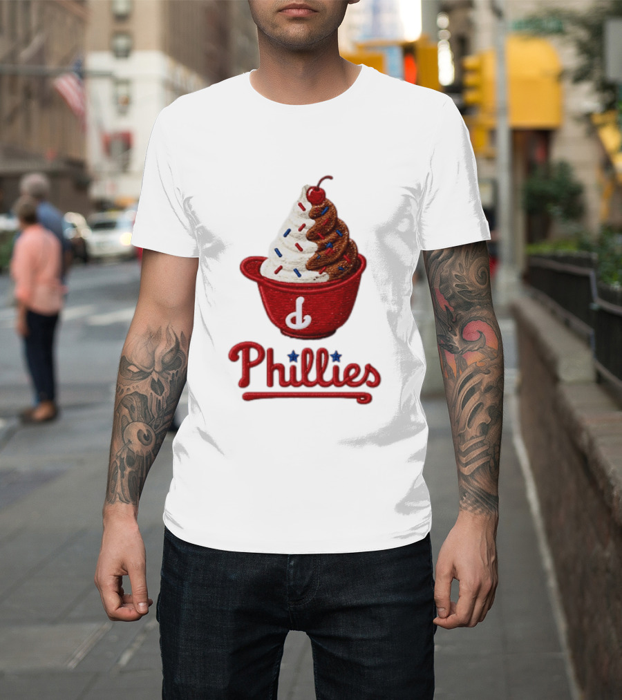 Philadelphia Phillies Ice Cream Sundae Embroidery Phillies T-Shirt