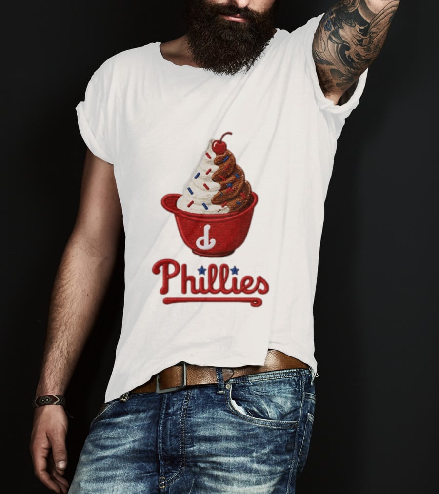 Philadelphia Phillies Ice Cream Sundae Embroidery Phillies T-Shirt