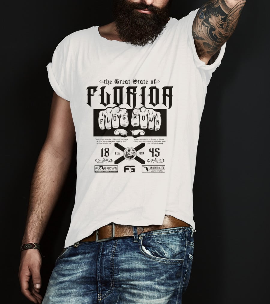 FloGrown The Great State Of Florida Unrestricted Lifestyle 1845 T-Shirt