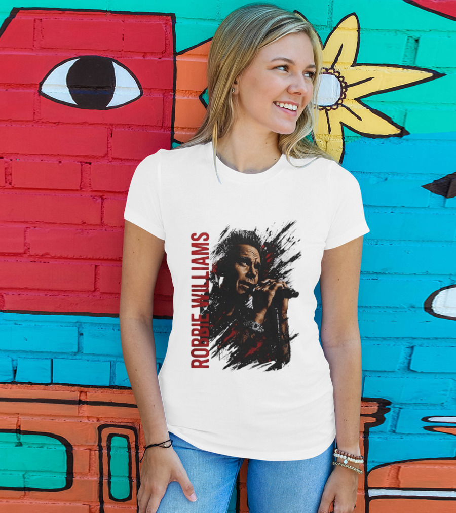 Robbie Williams Pop Star Singer Microphone Performance T-Shirt