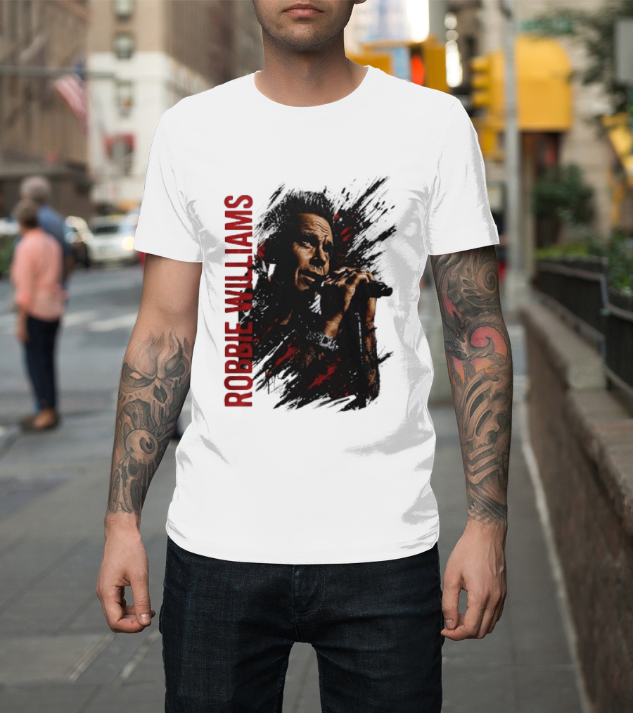 Robbie Williams Pop Star Singer Microphone Performance T-Shirt