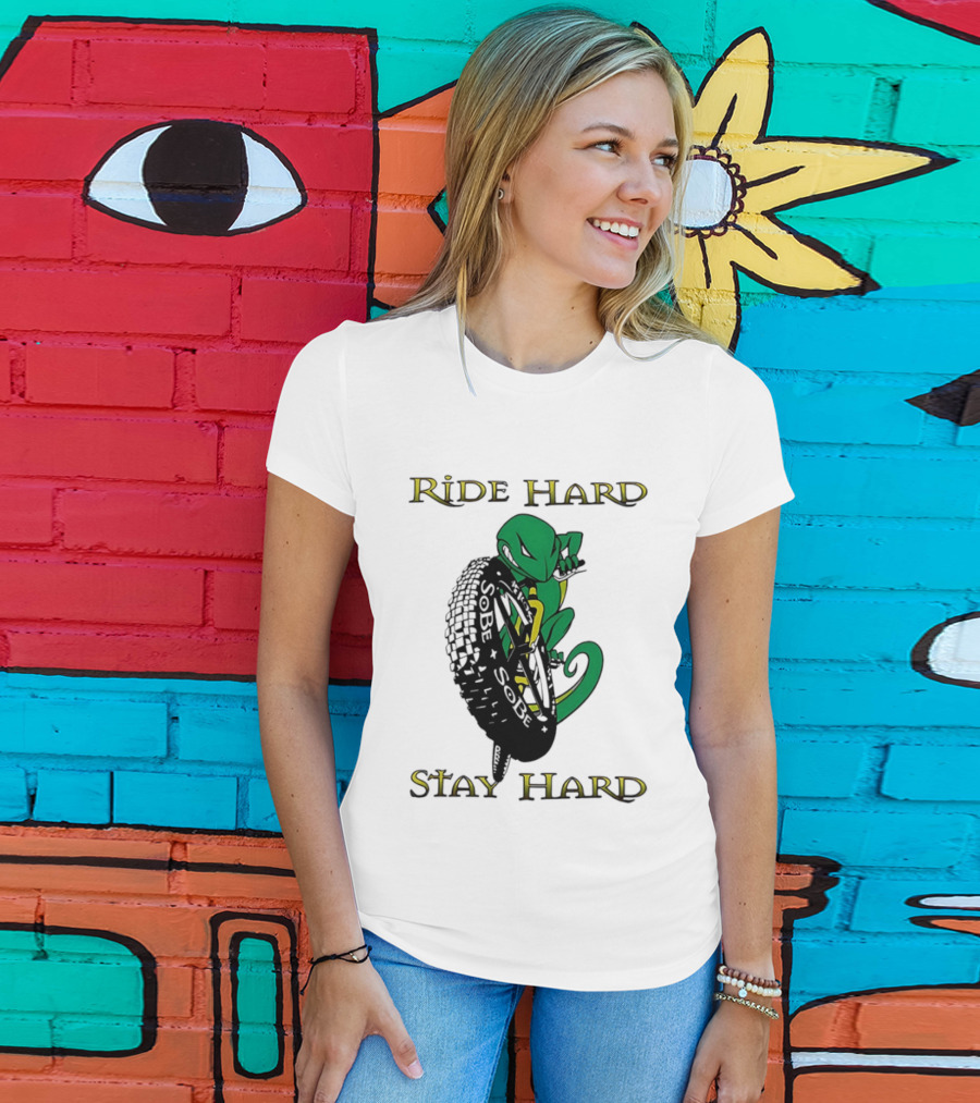 Sobe Chameleon Ride Hard Stay Hard Mountain Biking Tire Concept T-Shirt