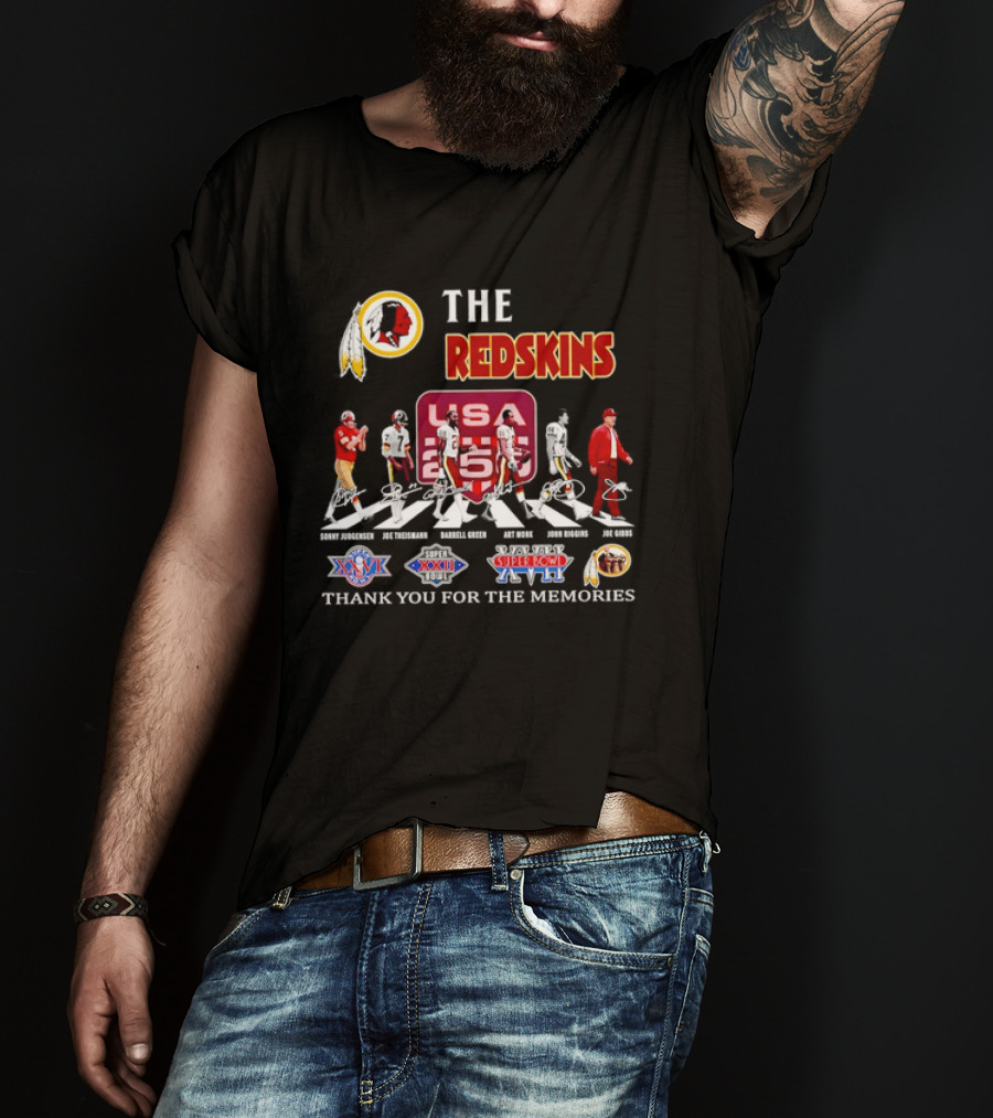The Washington Redskins Legends Theismann Gibbs Jurgensen Green Monk Riggins Thank You For The Memories USA Redskins Super Bowl XVII XXII XXVI T-Shirt