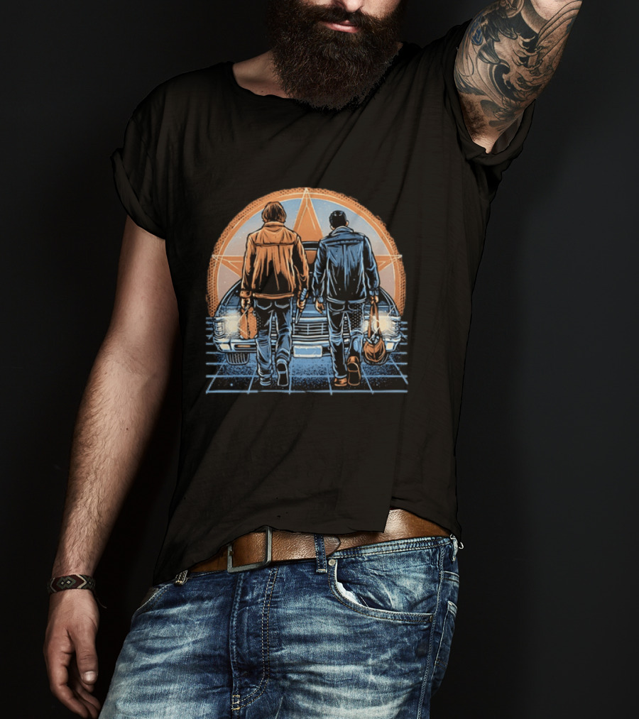 Sam And Dean Winchester Impala Star Supernatural T-Shirt
