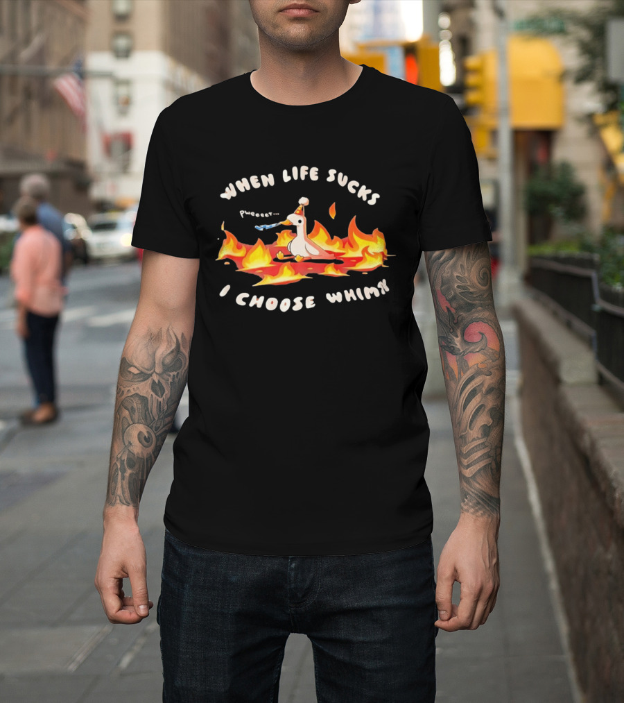 When Life Sucks I Choose Whimsy Duck Party Hat Fire Peep Peep T-Shirt
