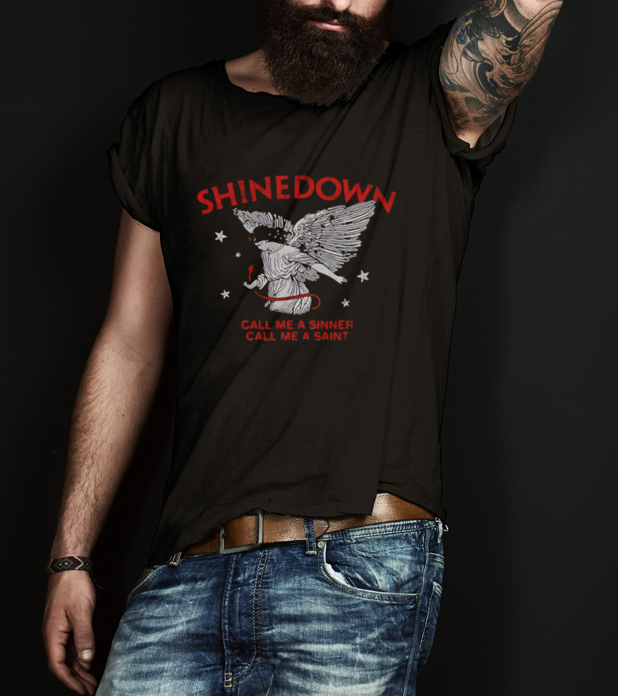 Shinedown Call Me A Sinner Call Me A Saint Angel Wings And Stars T-Shirt