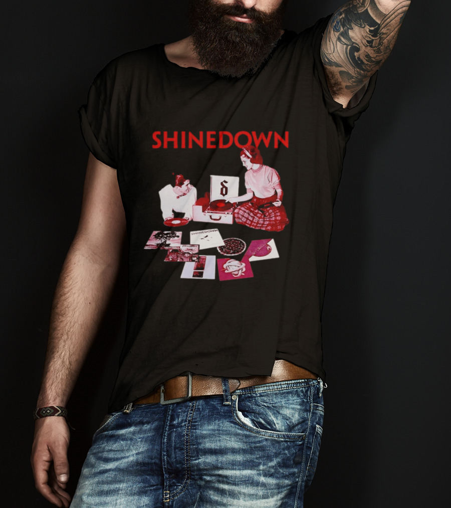 Shinedown Vinyl Record Collage Retro Music Band T-Shirt
