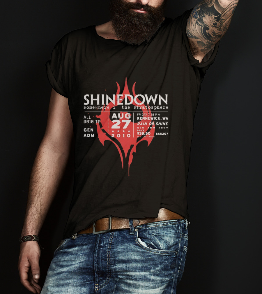 Shinedown Somewhere In The Stratosphere Kennewick Concert August 27 2010 General Admission T-Shirt
