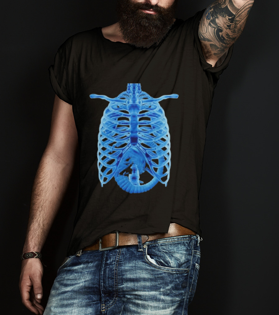 Alien Chestburster X Ray Rib Cage Black T-Shirt