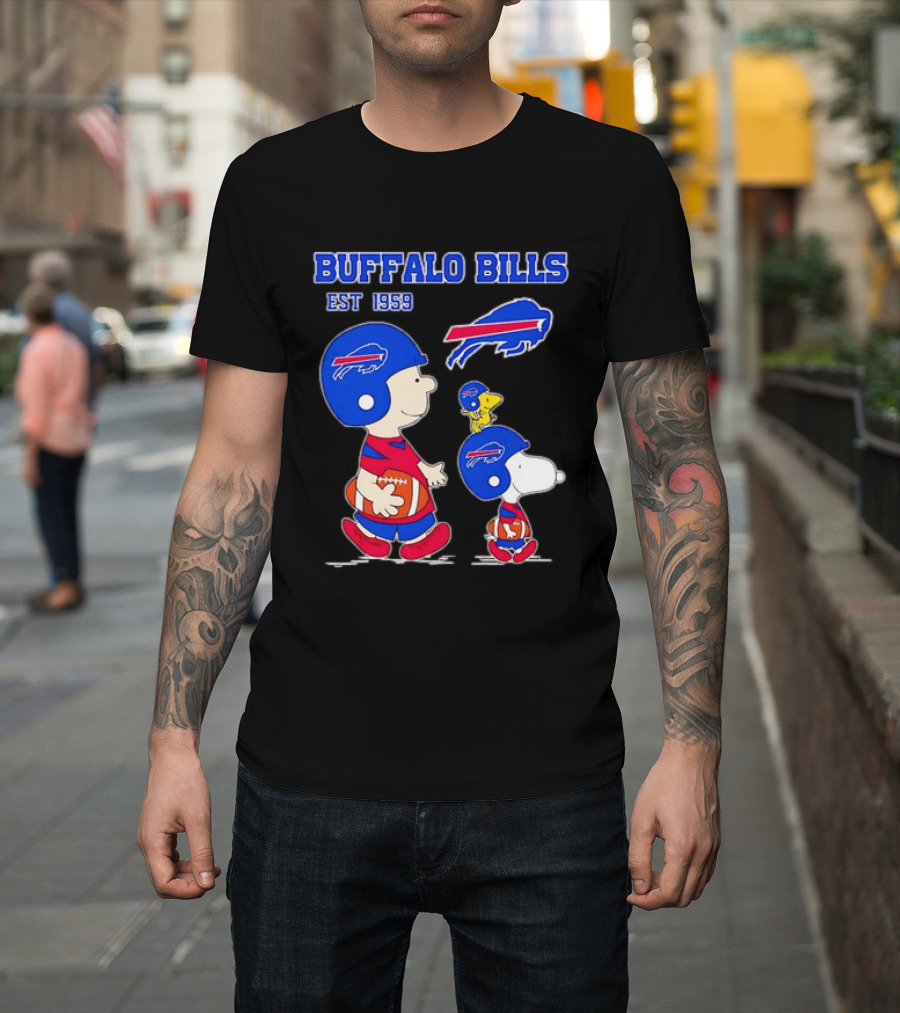 Buffalo Bills Est 1959 Charlie Brown Snoopy Peanuts Football Helmet T-Shirt