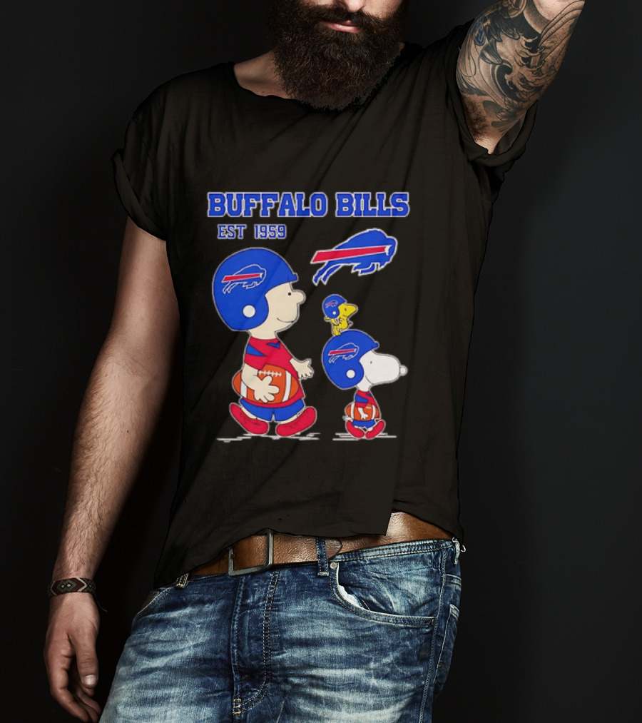 Buffalo Bills Est 1959 Charlie Brown Snoopy Peanuts Football Helmet T-Shirt