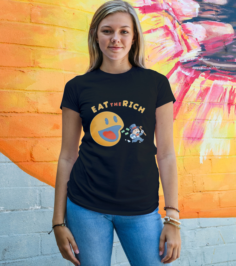 Eat The Rich Monopoly Man Pac Man Capitalism T-Shirt