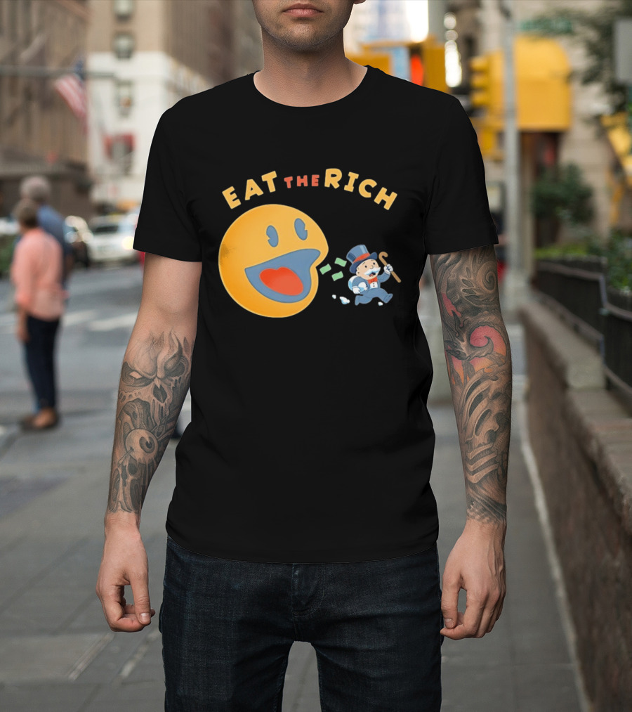 Eat The Rich Monopoly Man Pac Man Capitalism T-Shirt