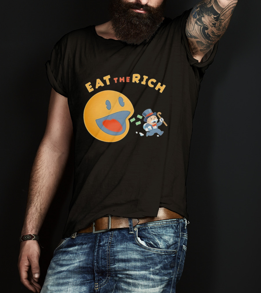 Eat The Rich Monopoly Man Pac Man Capitalism T-Shirt