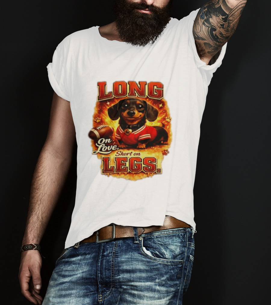 Dachshund Long On Love Short On Legs Football T-Shirt