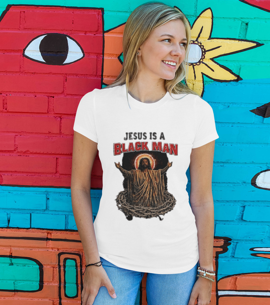 Jesus Is A Black Man With Thorns And Radiant Halo T-Shirt