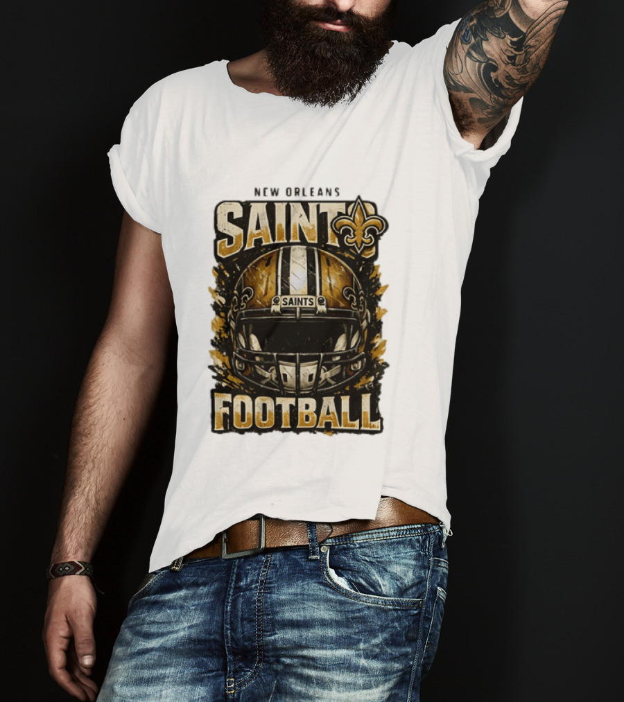 New Orleans Saints Football Helmet Distressed Fleur De Lis T-Shirt