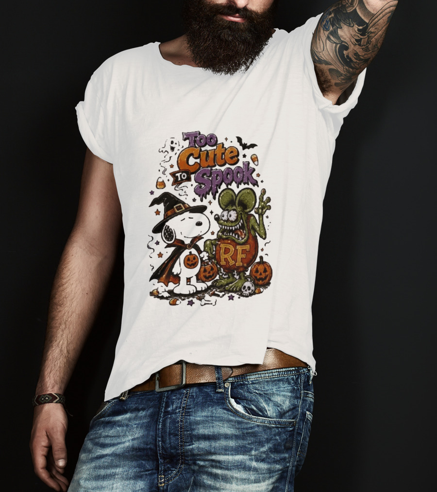 Too Cute To Spook Peanuts Snoopy X Rat Fink Halloween T-Shirt