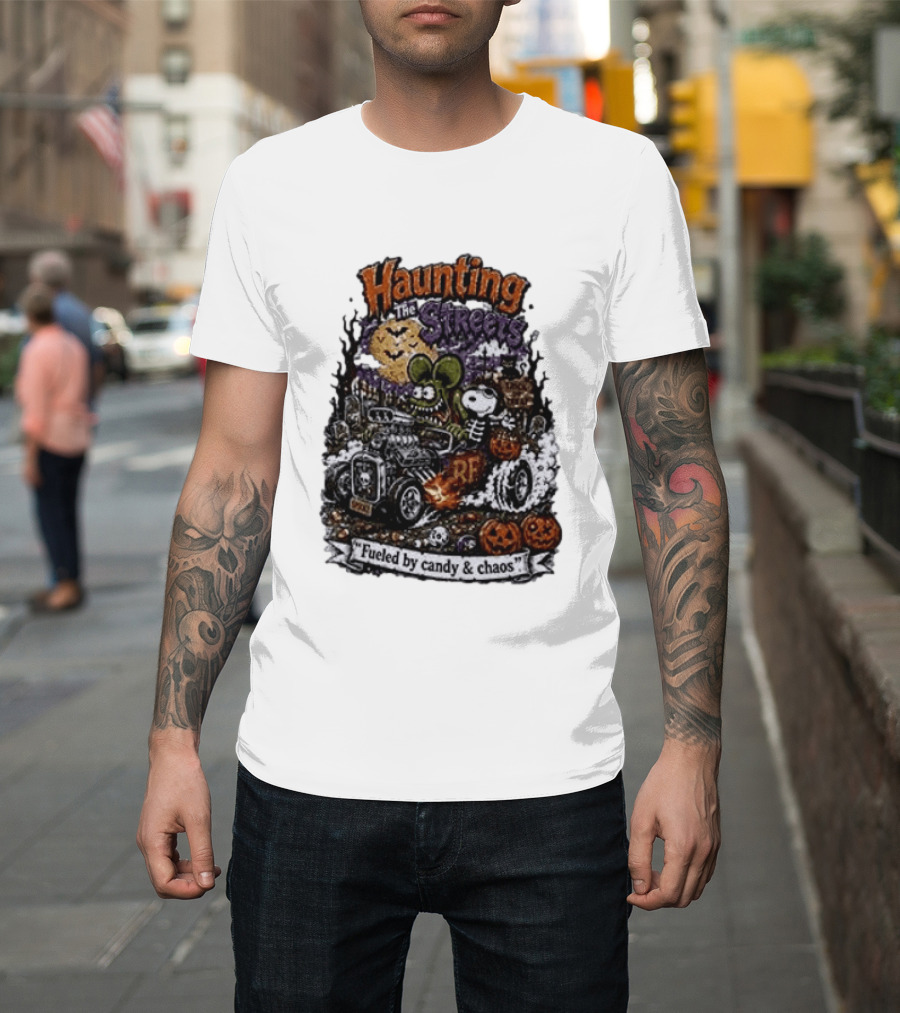 Peanuts Snoopy X Rat Fink Haunting The Streets Fueled By Candy & Chaos Halloween T-Shirt