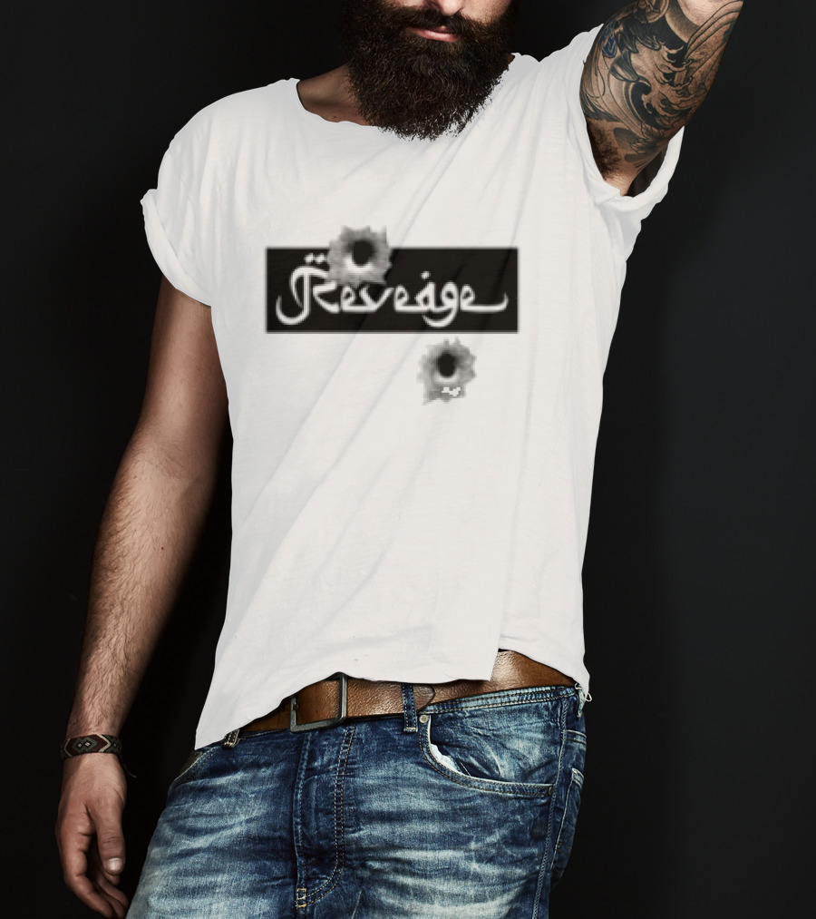 Revenge Arabic Text White Black Fusion T-Shirt