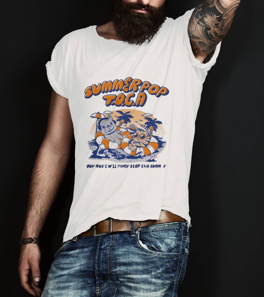Summer Pop TOCA French Bulldog And Cat Endless Summer Music Vibes T-Shirt