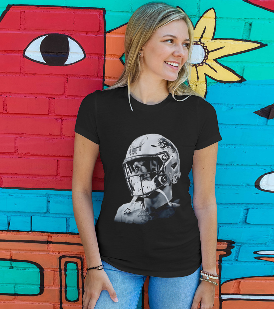 Detroit Lions Aidan Hutchinson Charcoal House Helmet Artistry T-Shirt