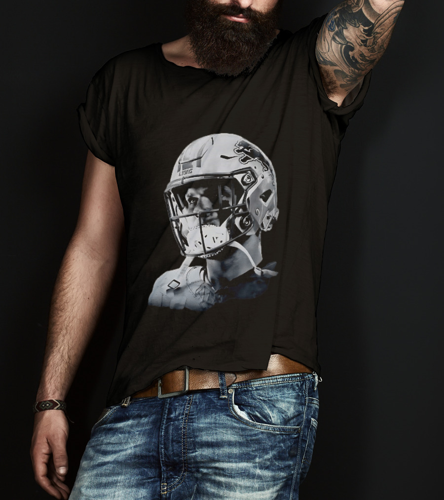 Detroit Lions Aidan Hutchinson Charcoal House Helmet Artistry T-Shirt