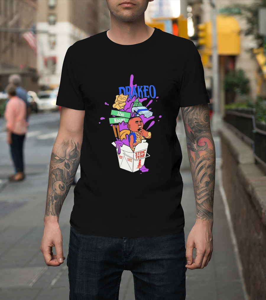 Drakeo The Ruler Stinc Team 32nd Naomi Lucky Cat And Chopsticks T-Shirt
