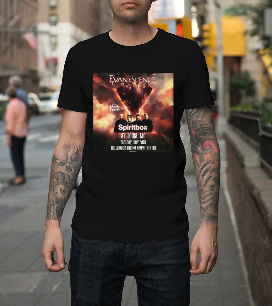 Evanescence Nova Twins Spiritbox Concert St. Louis MO July 28 Hollywood Casino Amphitheater T-Shirt