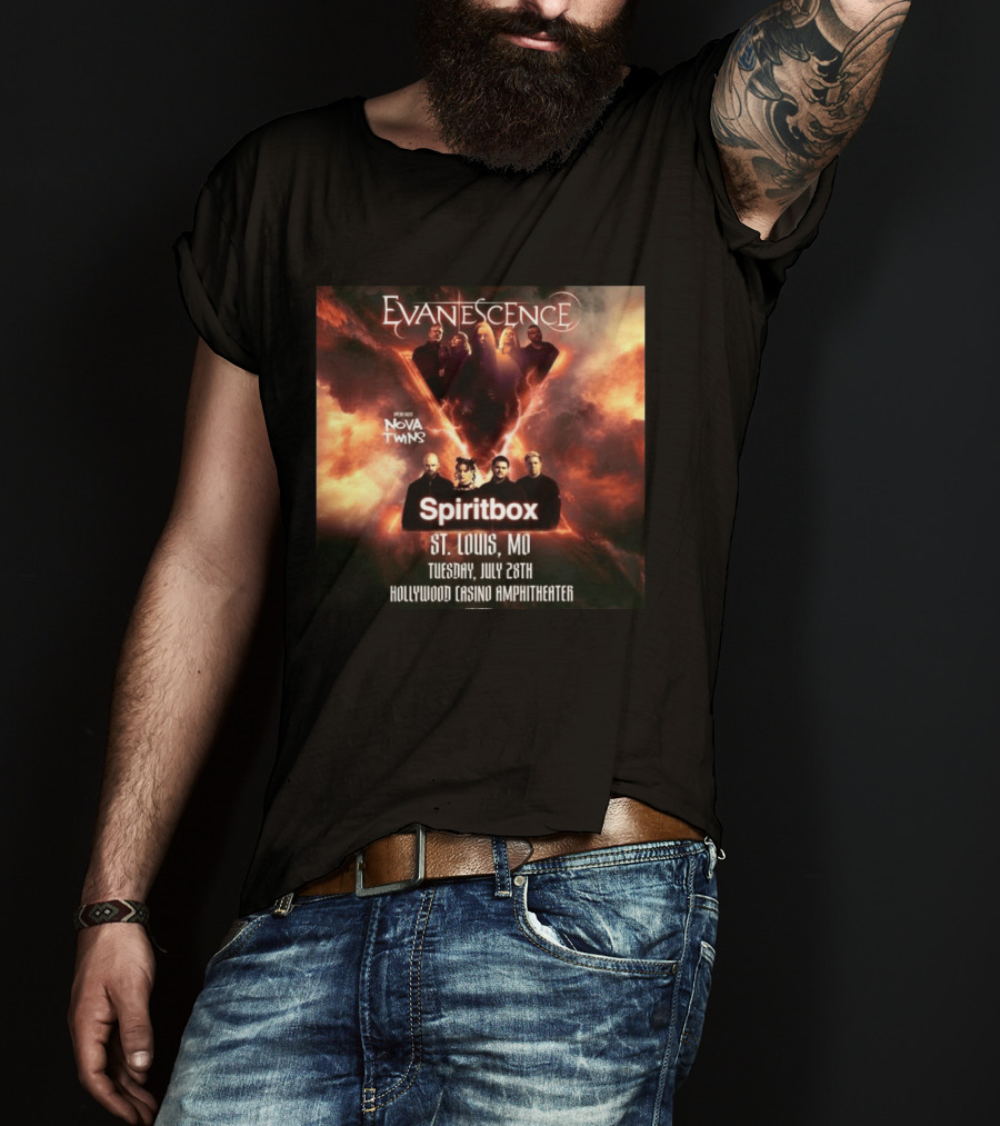 Evanescence Nova Twins Spiritbox Concert St. Louis MO July 28 Hollywood Casino Amphitheater T-Shirt