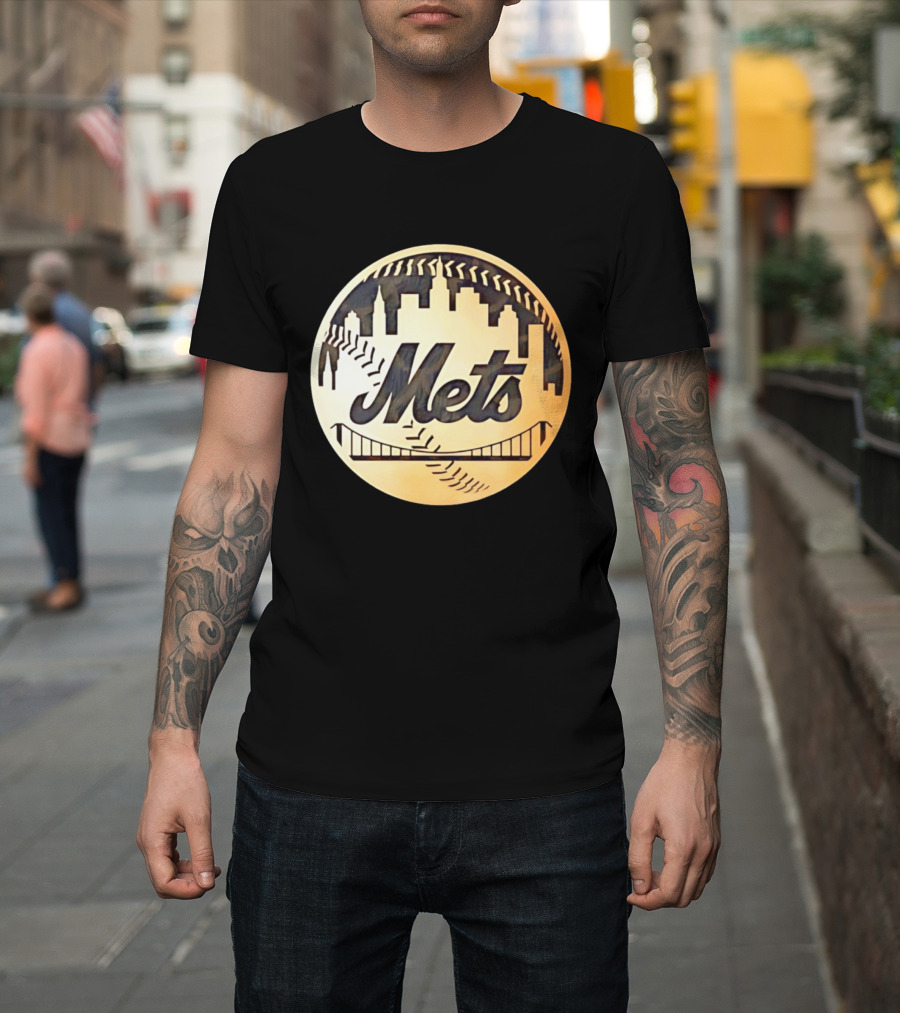 New York Mets Baseball Skyline Bridge MLB T-Shirt