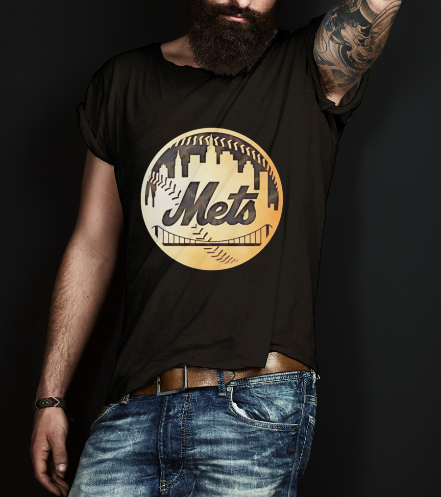 New York Mets Baseball Skyline Bridge MLB T-Shirt