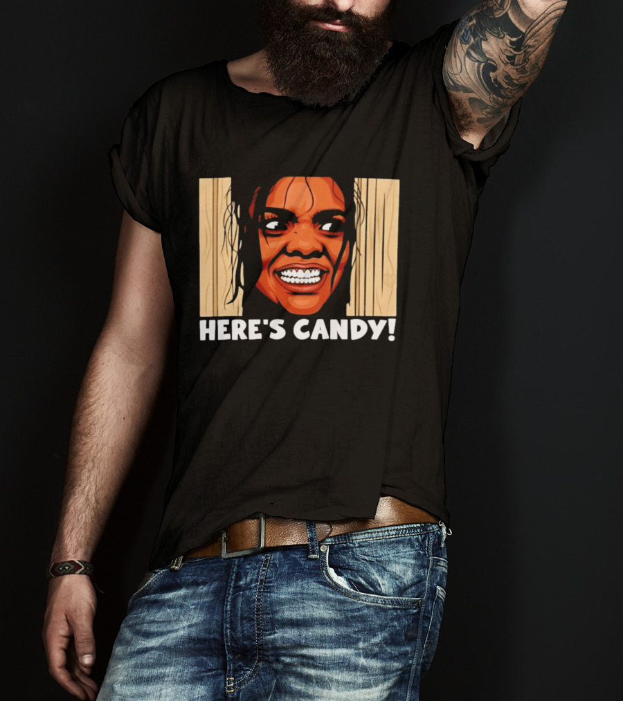 Here's Candy Horror Movie Halloween Face Breaking Through Wood T-Shirt