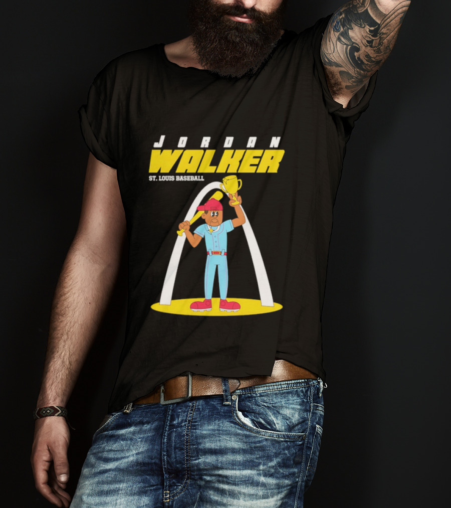Jordan Walker St. Louis Baseball Cartoon Player Trophy Arch T-Shirt