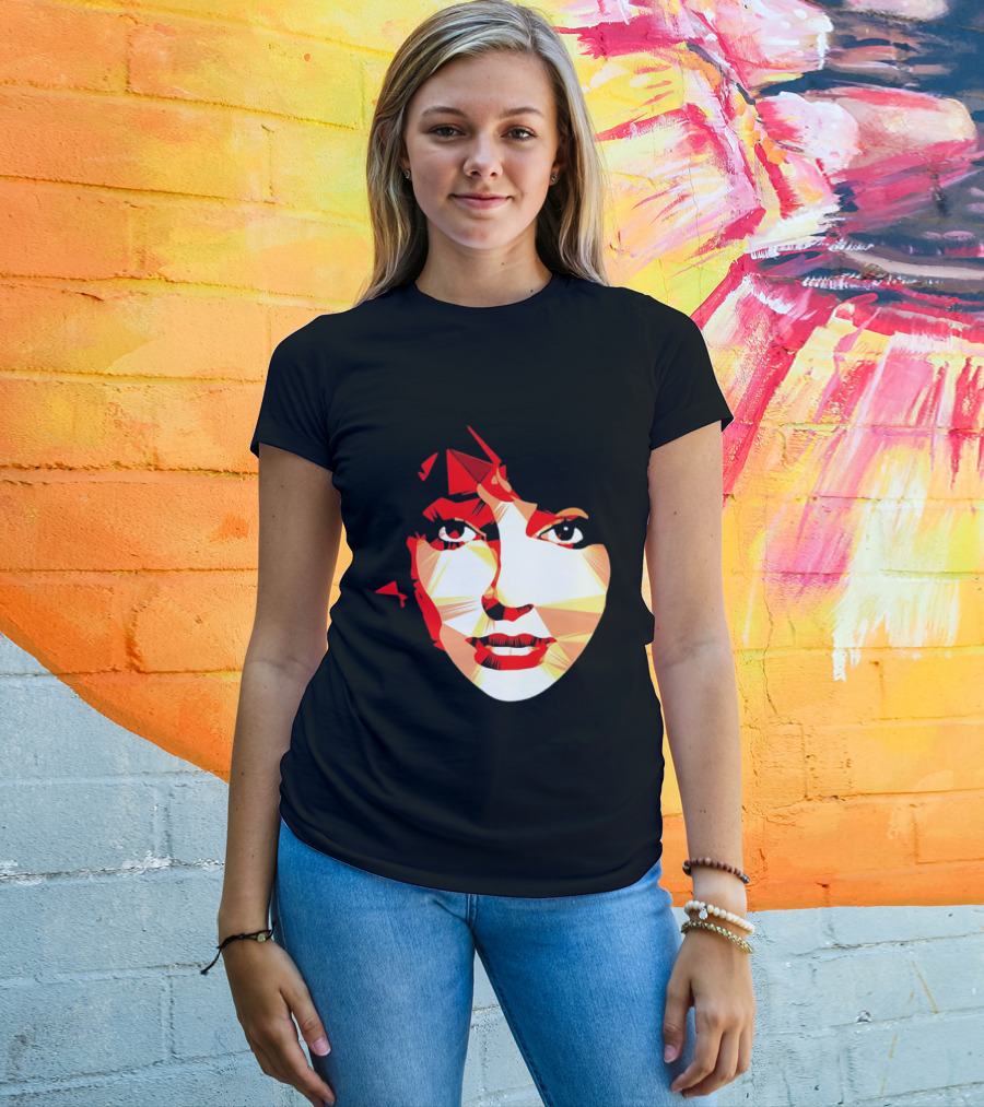 Kate Bush Geometric Pop Singer Red Orange Faceted T-Shirt