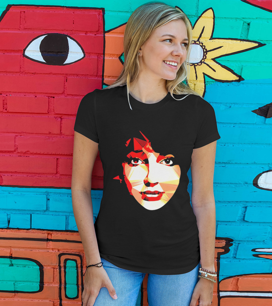 Kate Bush Geometric Pop Singer Red Orange Faceted T-Shirt
