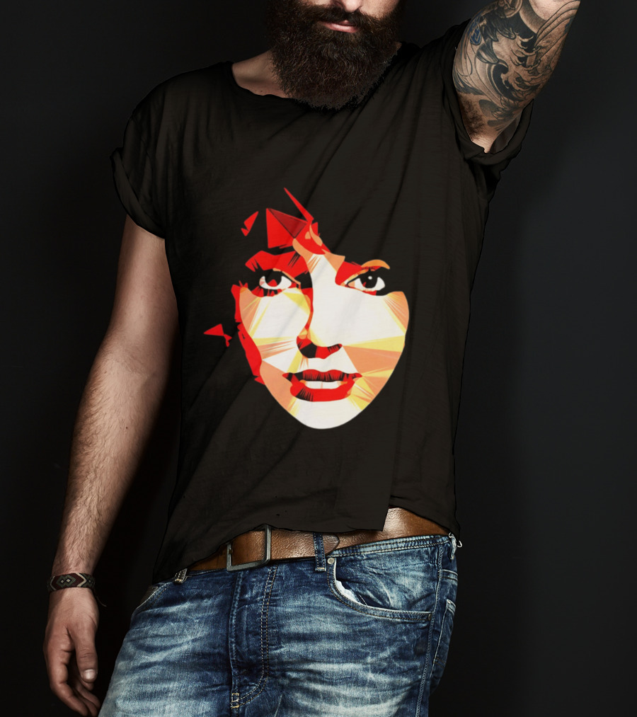 Kate Bush Geometric Pop Singer Red Orange Faceted T-Shirt