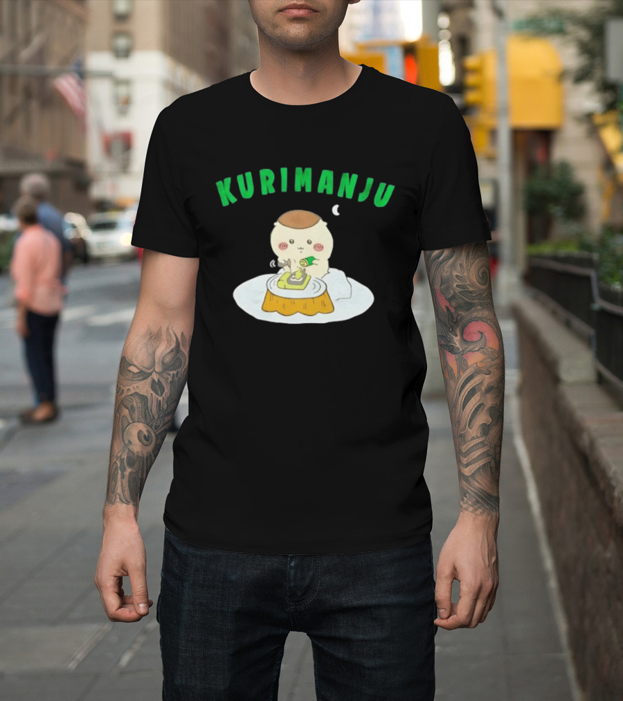 Kurimanju Chiikawa Eating At Night On Tree Stump T-Shirt