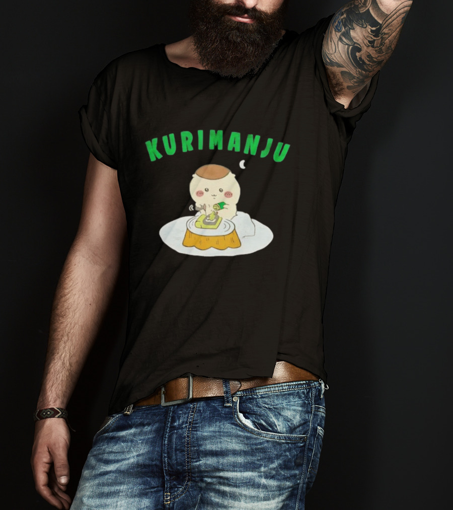 Kurimanju Chiikawa Eating At Night On Tree Stump T-Shirt