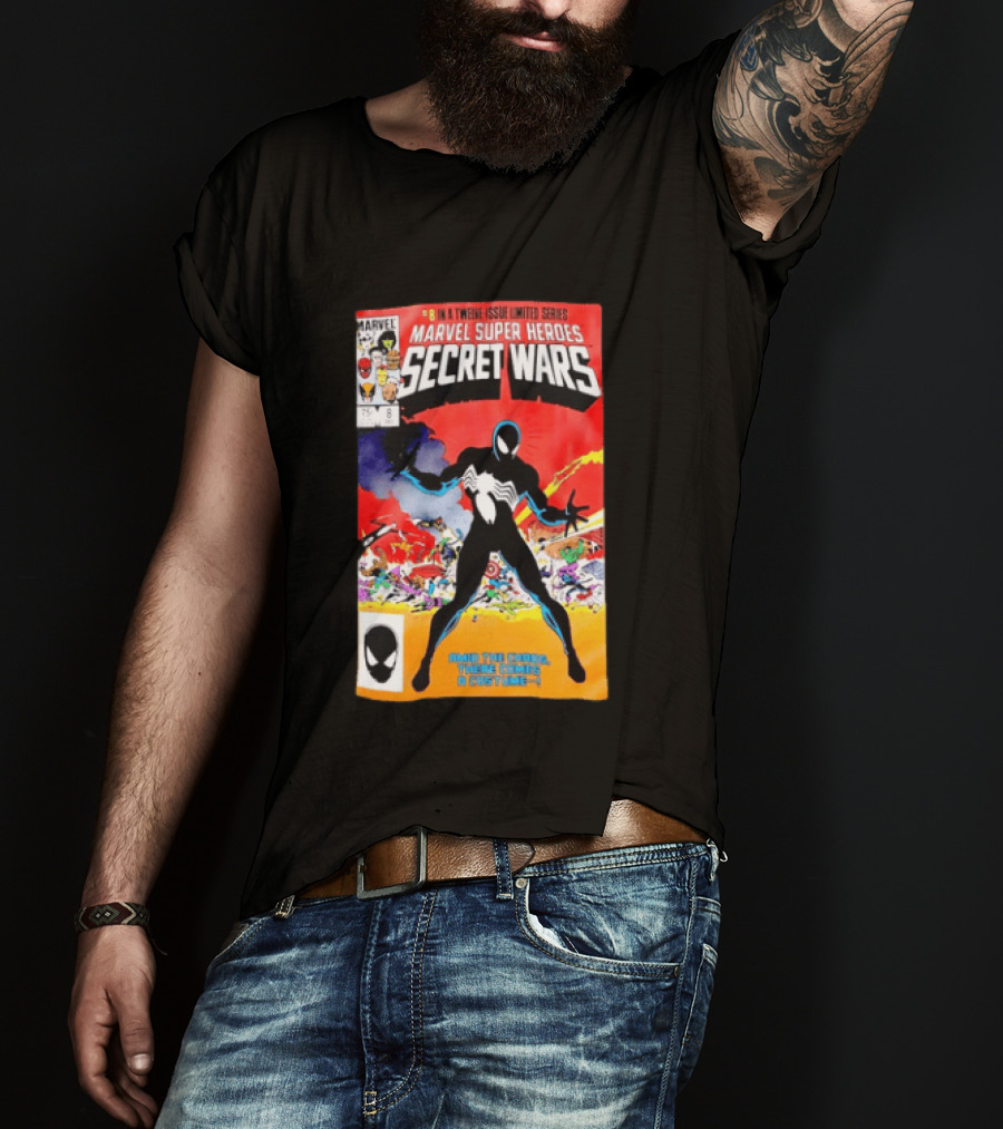 Marvel Super Heroes Secret Wars Issue 8 Spider Man Black Suit Comic Cover T-Shirt