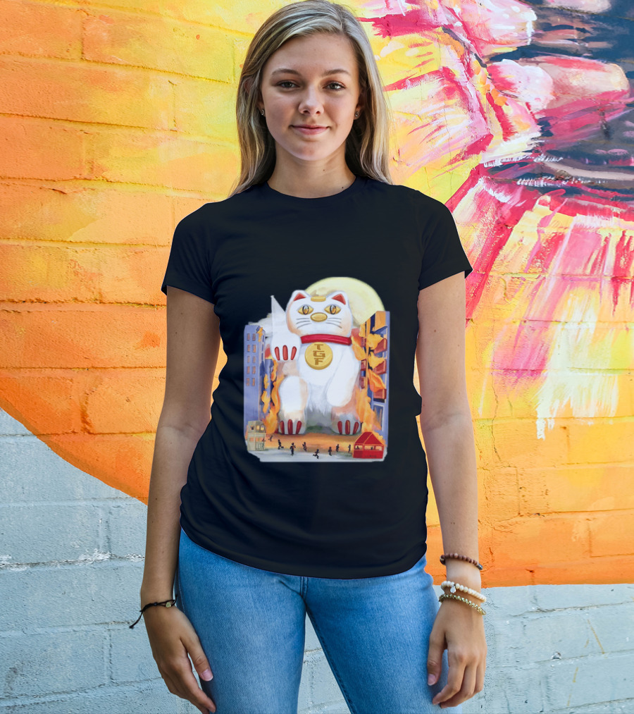TGF Lucky Cat Maneki Neko Giant Cat City Destruction T-Shirt