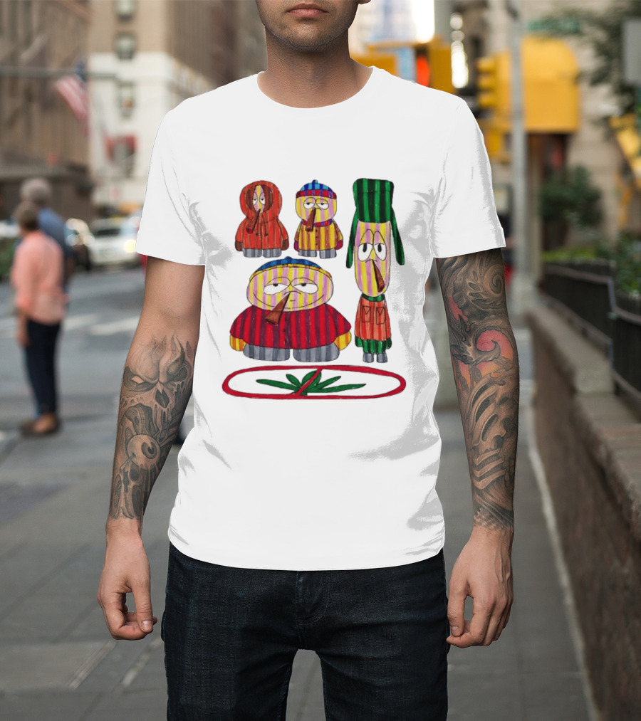 Cartman Stan Kyle Kenny South Park Characters Smoking No Weed Prohibition T-Shirt